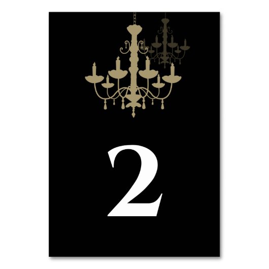 Black Gold Chandelier Wedding Kaart (Voorkant)