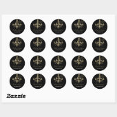 Black Gold Chandelier Wedding Ronde Sticker (Vel)