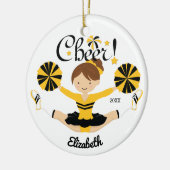 Black & Gold Cheer Brunette Cheerleader Ornament (Links)