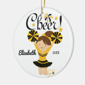 Black & Gold Cheer Brunette Cheerleader Ornament (Links)