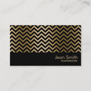 Black & Gold Chevron Stripes Hairdresser Visitekaartje