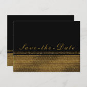 Black & Gold Chic Sparkling Glam Bewaar de datum Aankondigingskaart (Voorkant / Achterkant)