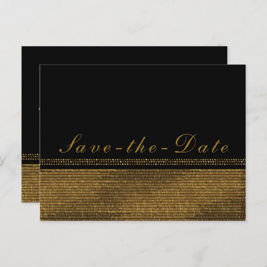 Black & Gold Chic Sparkling Glam Bewaar de datum Aankondigingskaart (Voorkant / Achterkant)