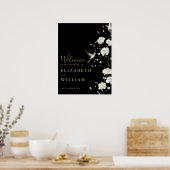Black Gold Chinoiserie Floral Mariage Affiche de b (Cuisine)