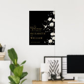 Black Gold Chinoiserie Floral Mariage Affiche de b (Bureau à domicile)