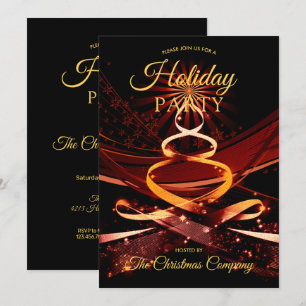 Black Gold Christmas Tree Corporate Holiday Party Kaart