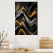 Black Gold Chrome 3D Parametrische Poster (Keuken)