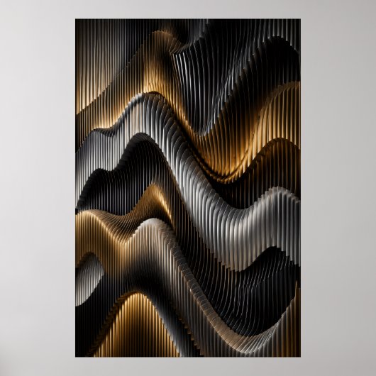Black Gold Chrome 3D Parametrische Poster (Voorkant)