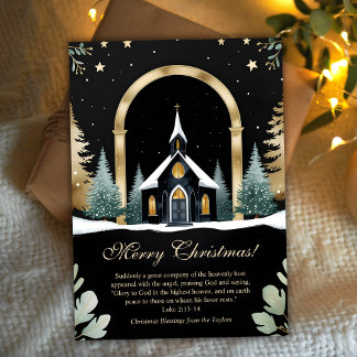 Black Gold Church Bible Verse Christian Christmas Feestdagenkaart