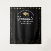 Black & Gold Class Of 2026 Graduation Backdrop Wandkleed (Voorkant)