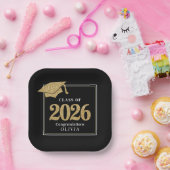 Black & Gold Class Of 2026 Papieren Bordje (Feest)