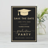 Black Gold Classic Afstuderen Bewaar de datum Save The Date (Staand voorkant)