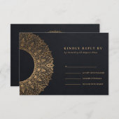 BLACK GOLD CLASSIC  MANDALA WEDDING RSVP (Voorkant / Achterkant)