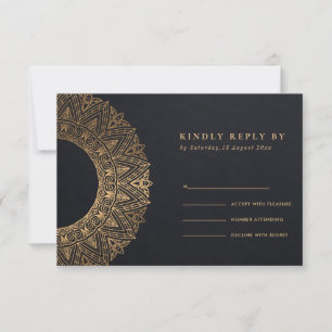 BLACK GOLD CLASSIC MANDALA WEDDING RSVP
