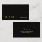 Black Gold Colors Monogram Manager Visitekaartje (Voorkant / Achterkant)
