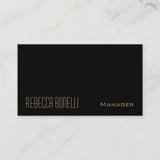 Black Gold Colors Monogram Manager Visitekaartje (Voorkant)