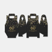 Black Gold Confetti 60th birthday Elegant custom Bedankdoosjes (Uitgevouwen)