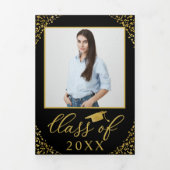 Black Gold Confetti Faire-part de graduation photo (Page de couverture)