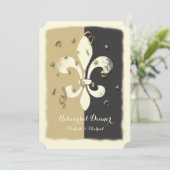 Black Gold Confetti Fleur de Lis Invitation (Debout devant)