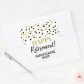 Black Gold Confetti Happy Retirement Vierkante Sticker (Envelop)