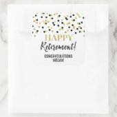 Black Gold Confetti Happy Retirement Vierkante Sticker (Tas)