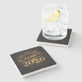 Black gold confetti new year coaster set stenen onderzetter (Zijkant)
