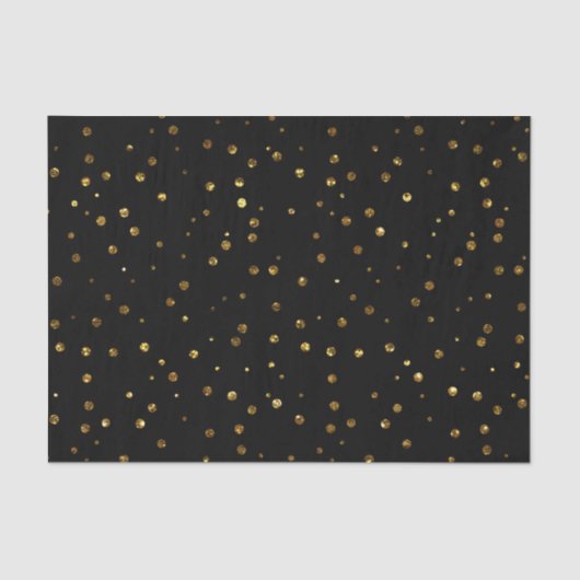 Black Gold Confetti Polka Dots Elegant Sparkly Tissuepapier (Voorkant)