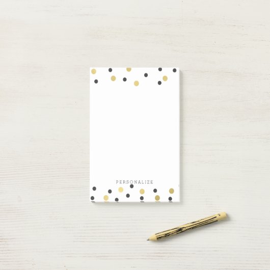 Black Gold Confetti Post-it® Notes (Op bureau)