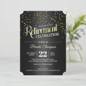 Black|Gold Confetti Retraite Party Invitations (Debout devant)