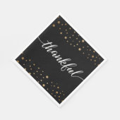 Black Gold Confetti Thankful Script Calligraphy Servet (Hoek)