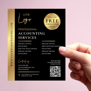 Black & Gold Corporate Business QR Code Marketing Flyer