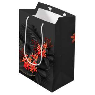 Black Gold Crimson Exotic Tropical Foliage Medium Cadeauzakje