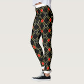 Black Gold Cross Stripes Pattern Leggings (Links)