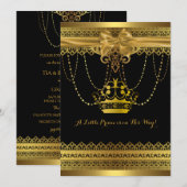 Black & Gold Crown Baby shower Kaart (Voorkant / Achterkant)