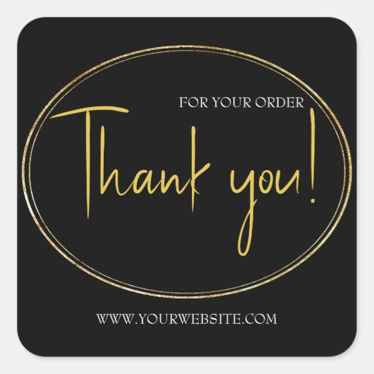 Black & Gold Custom Business Hartelijk dank Square Vierkante Sticker (Voorkant)