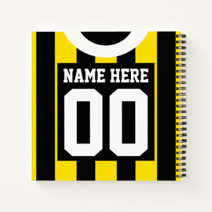 Black & Gold Custom Jersey Sjabloon Soccer Rugby Notitieboek