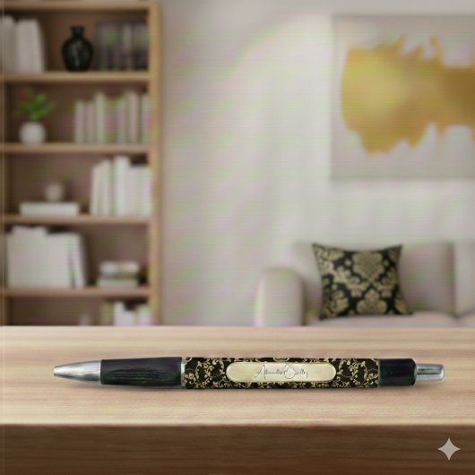 Black Gold Custom Name Dark Academia Pen