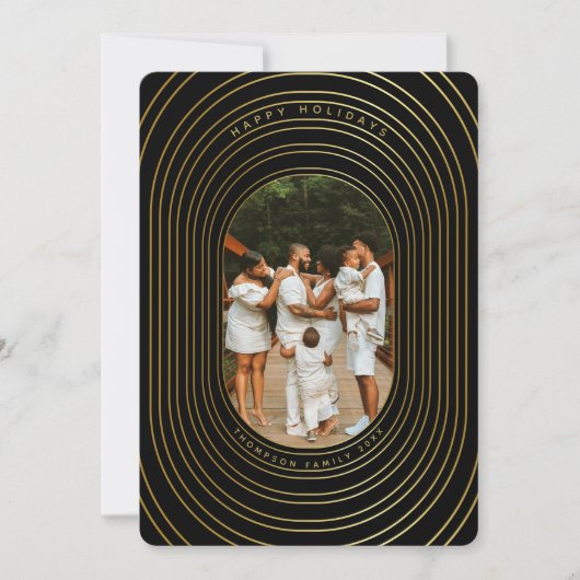 Black Gold Custom Photo Family kerstKaart (Voorkant)