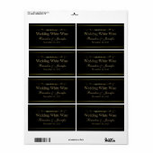 Black & Gold Custom Wedding Mini Vins Étiquettes (Feuille entière)