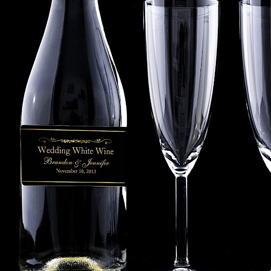 Black & Gold Custom Wedding Mini Vins Étiquettes