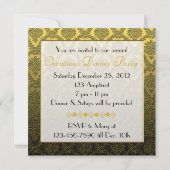 Black Gold Damansk Fête de Noël Invitation (Dos)