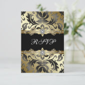 Black Gold Damask All Occasion Party RSVP (Debout devant)