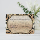 Black & Gold Damask Éperles de mariage RSVP (Debout devant)