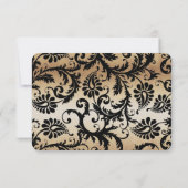 Black & Gold Damask Éperles de mariage RSVP (Dos)
