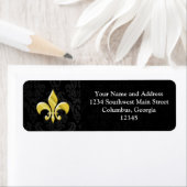 Black/Gold Damask Fleur de Lis Etiket (Insitu)