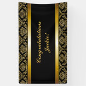 Black Gold Damask Gefeliciteerd banner (Verticaal)