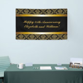 Black Gold Damask Happy Jubileum Banner (Beurs)