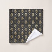 Black Gold Damask Patroon Simple Bad Handdoek (Wasdoekje)