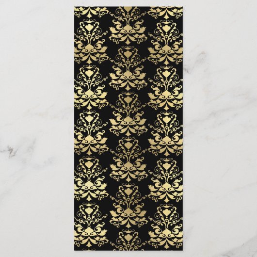 Black & Gold Damask Slim Dinner Menu (Dos)