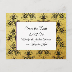 Black Gold Damask Wedding Save the Date Briefkaart